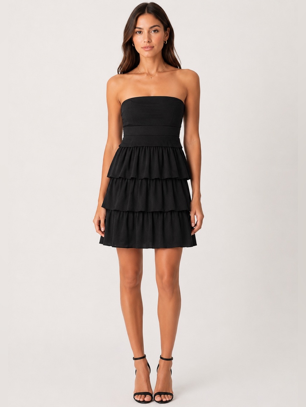Express Black Strapless 3-Tiered Dress Size 
Small